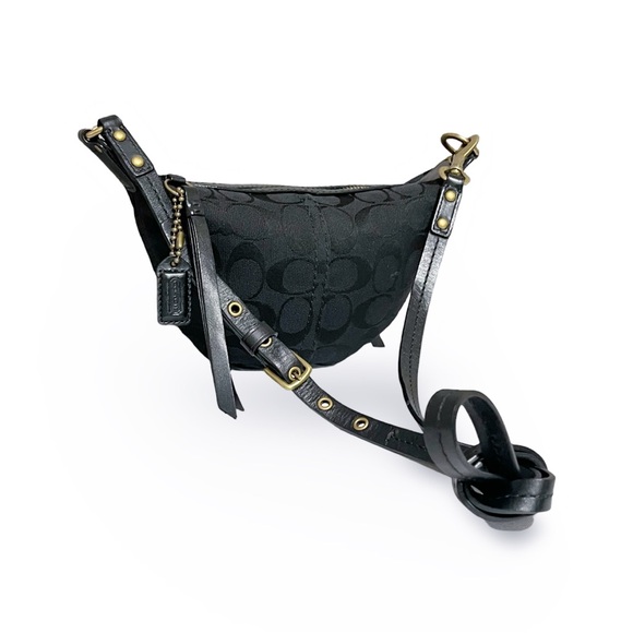 Coach Y2K Coach Black on Black Signature C Jacquard Baguette Mini Crossbody Bag - Picture 5 of 12